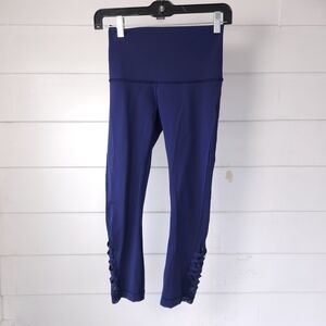 Lululemon Var-City Crop Criss Cross Mesh Navy High-Rise Capri Size 4